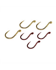 Single Egg Hooks, Barb On Shank – Red and Gold Group