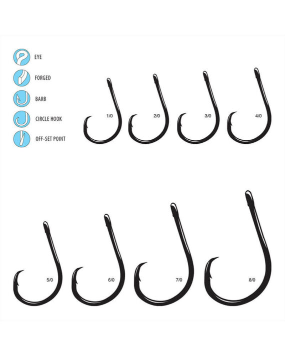 Octopus Hooks, Circle 4x Strong, Straight Eye – Line art